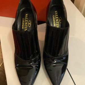 Valentino Garavani Black Patent Pointed Toe Slip-On Shoes